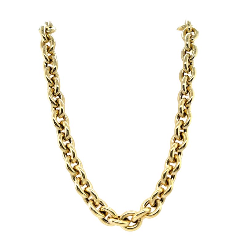 Large Cable Link Necklace 18~22 long 14kt Yellow Gold Italy