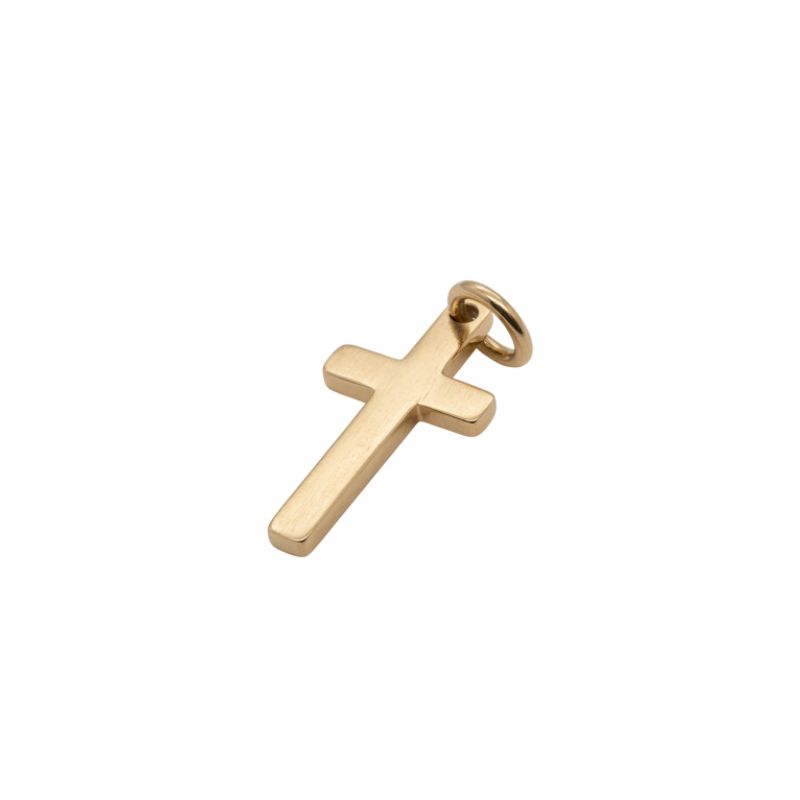 Polished Yellow Gold Plain Small Cross Pendant