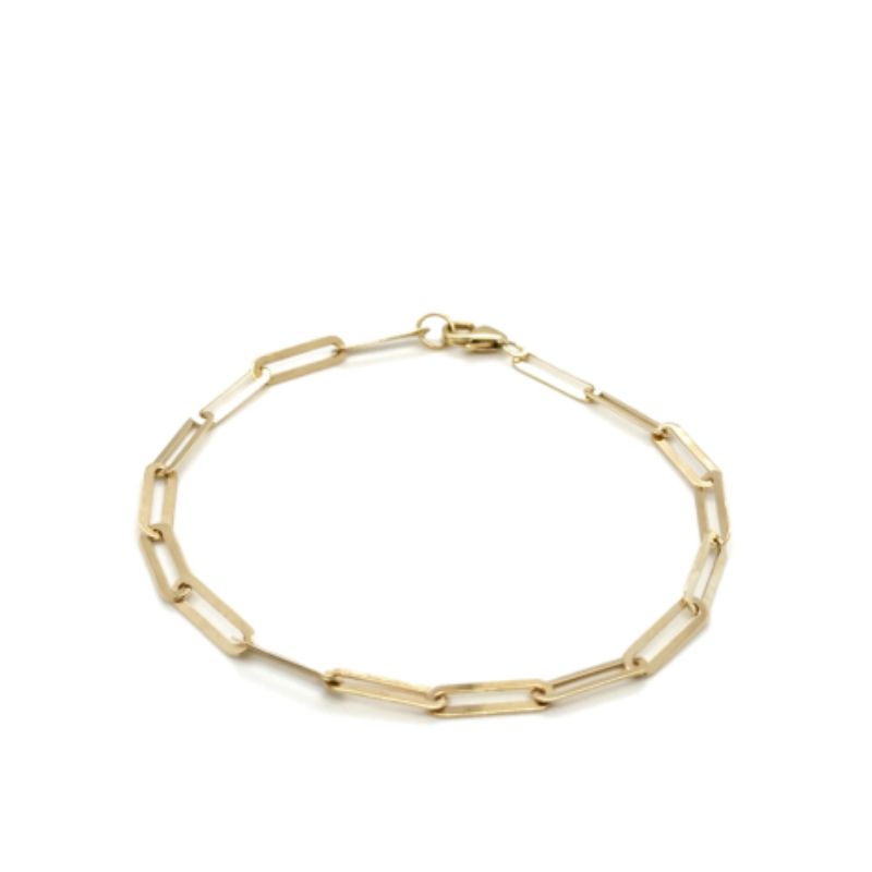 Thin Solid Paperclip Necklace, 14kt Yellow