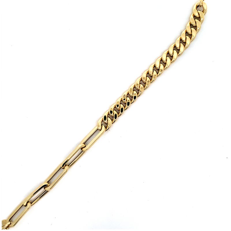 14KT Italian Cuban and Paper-Clip Bracelet - Image 2