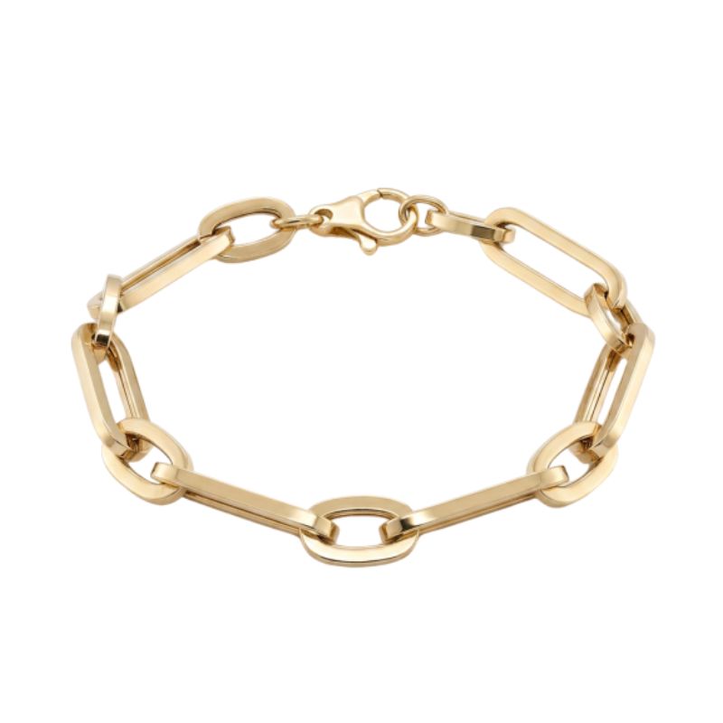23mm Long Paperclip Bracelet, 14kt Yellow Italy