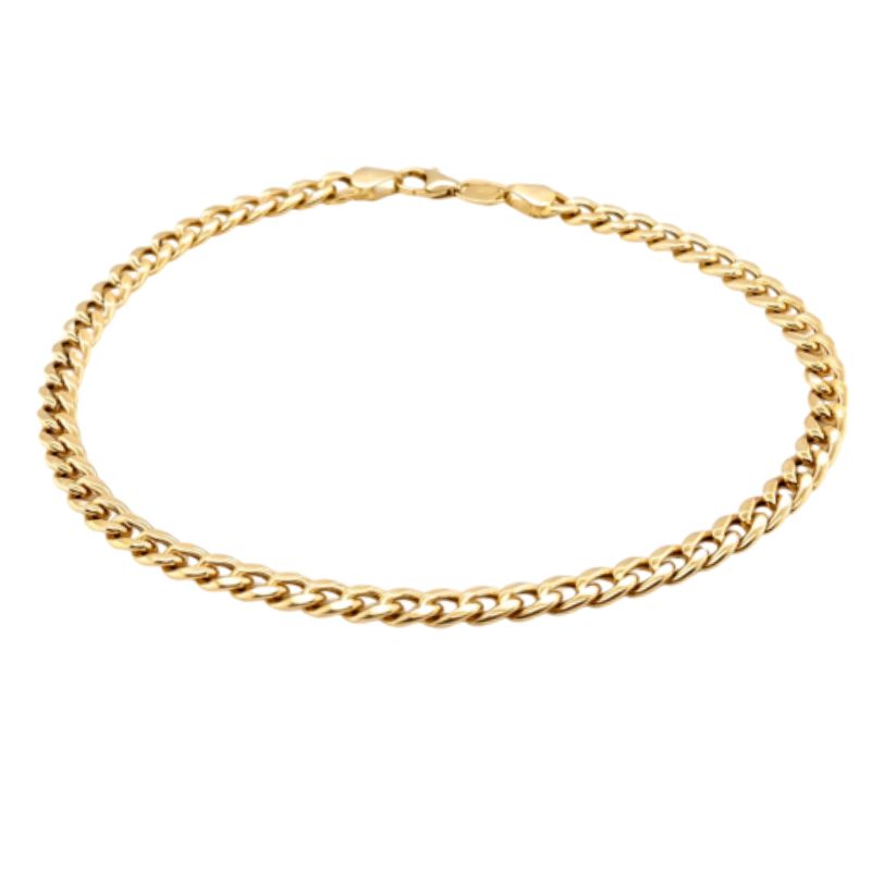 4.3mm Hollow Cuban Anklet, 14kt Yellow
