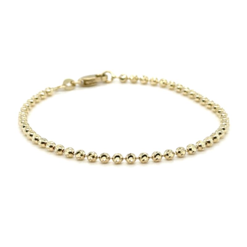 2.5mm Beaded Bracelet, 14kt Yellow