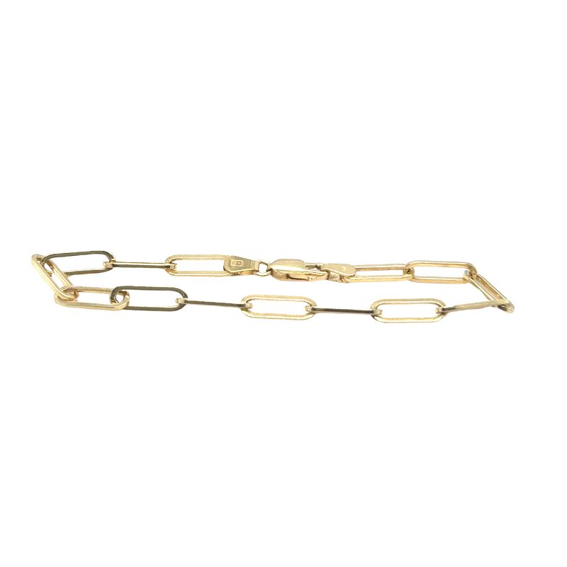 13.5mm Long Solid Paperclip Bracelet, 14kt Yellow - Image 2