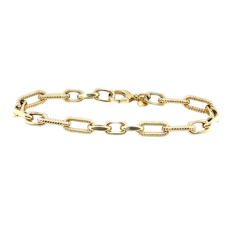 Alternating Paperclip Bracelet, 14kt Yellow Italy - Image 2
