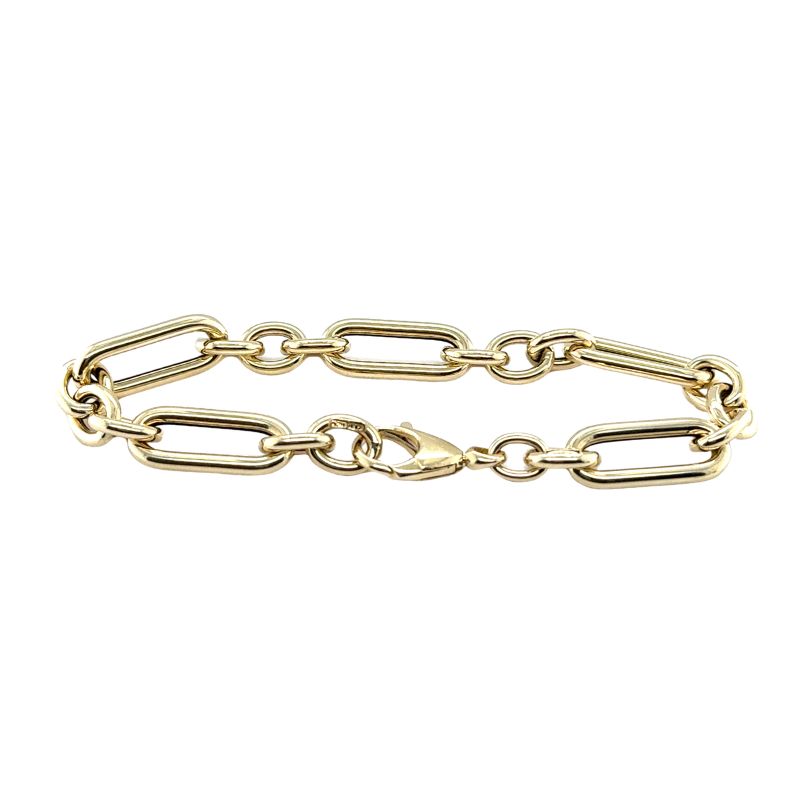 Figaro Paperclip Bracelet, 14kt Yellow Italy - Image 2