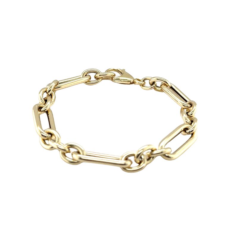 Figaro Paperclip Bracelet, 14kt Yellow Italy