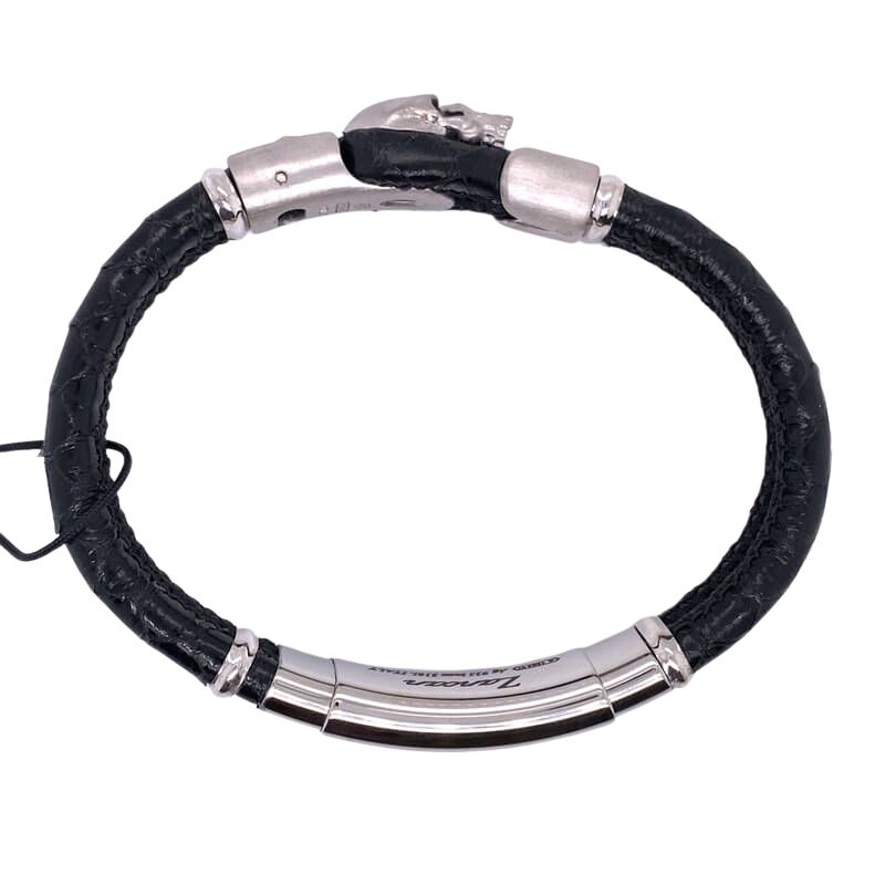 Zancan Leather Skull Bracelet REF#EXB945-NE - Image 2