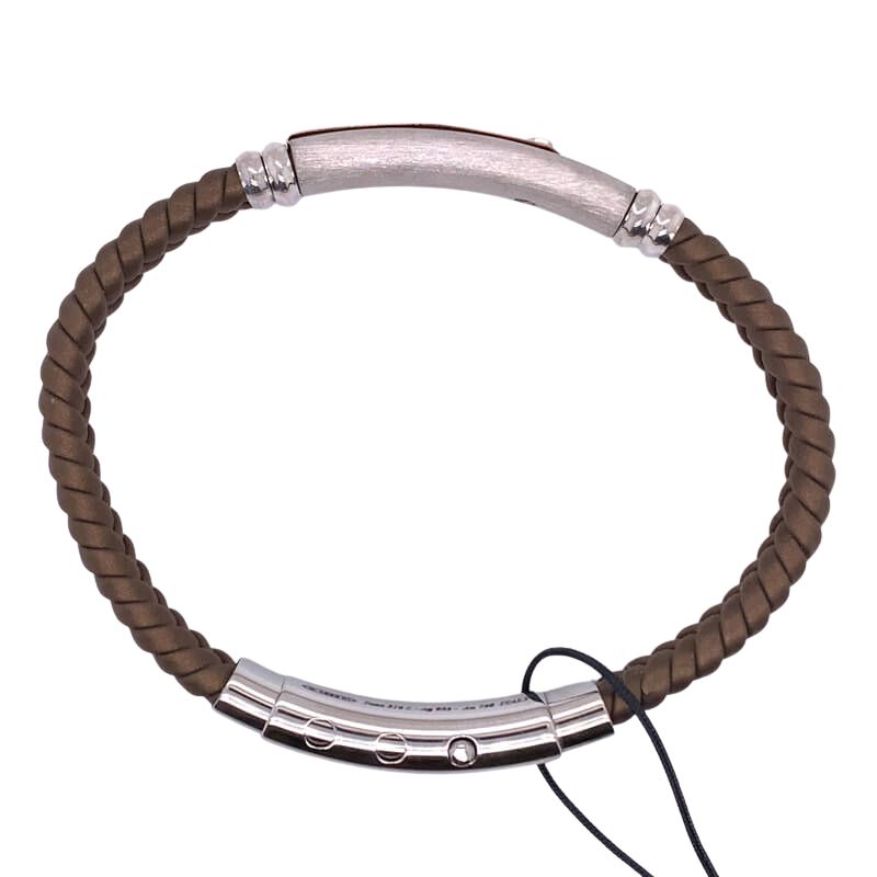 Zancan Brown Braded Leather Bracelet With Rose Gold REF#EXB936R-BR - Image 2