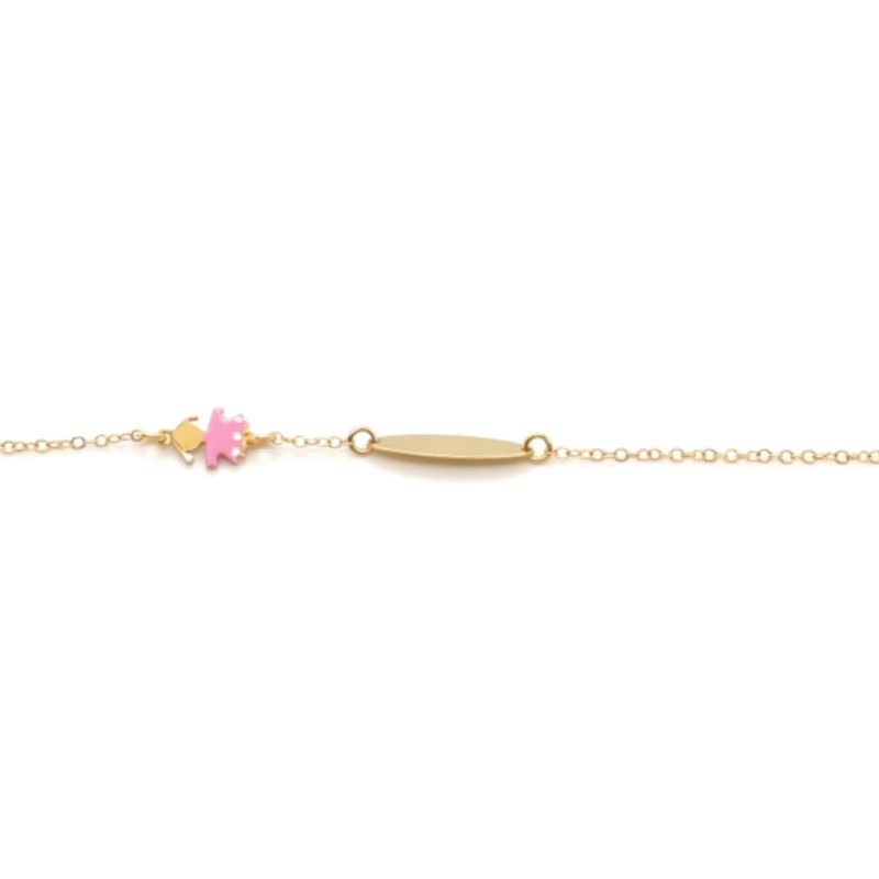 Baby ID Bracelet with Enamel Charm, 5.5-6~22 14kt Yellow in Italy