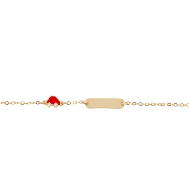 Baby ID Bracelet with Enamel Charm, 5.5-6~22 14kt Yellow in Italy
