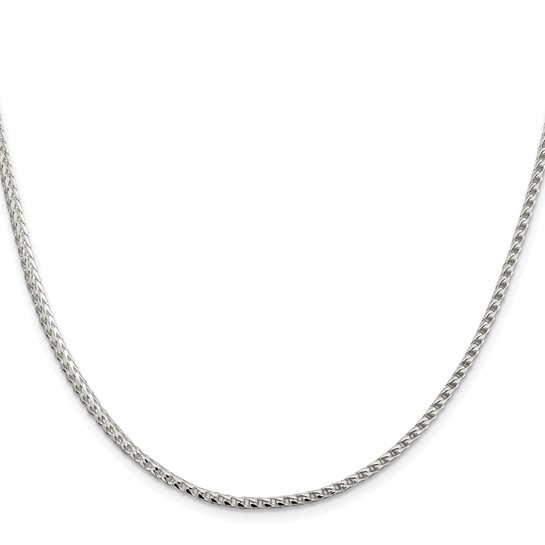 2.5mm Franco Chain Sterling Silver Rhodium Plate.
