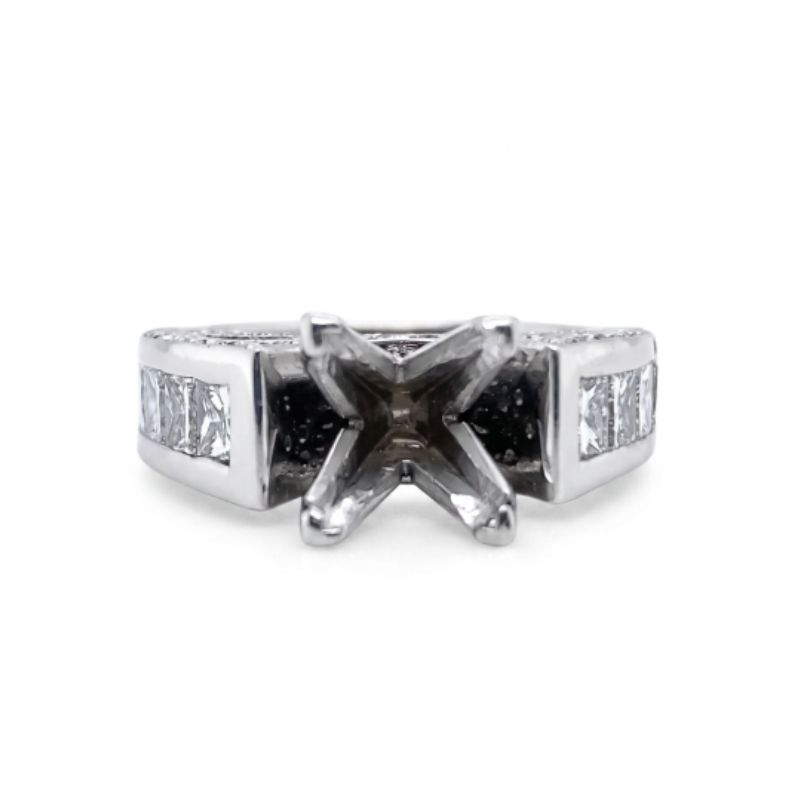 Channel Set Princess Cut Mounting18kt White Gold