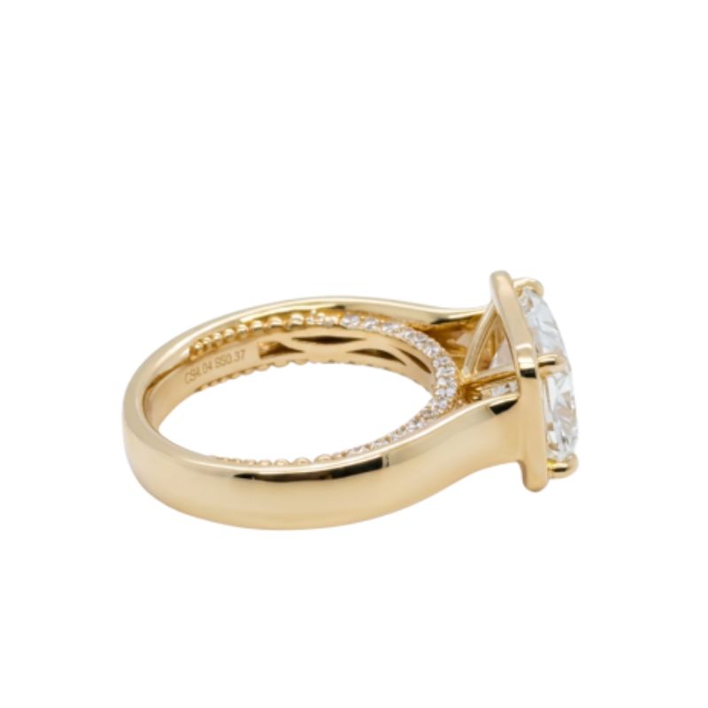4.00ct Center Radiant East West Engagement with Underbridge, 14kt Yellow - Image 2