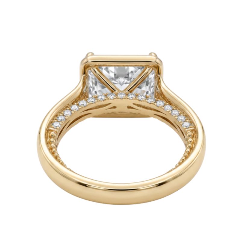 4.00ct Center Radiant East West Engagement with Underbridge, 14kt Yellow - Image 3