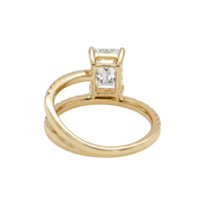 Double Row 2.50ctw Engagement Ring with Center Emerald Cut, 14kt Yellow - Image 2