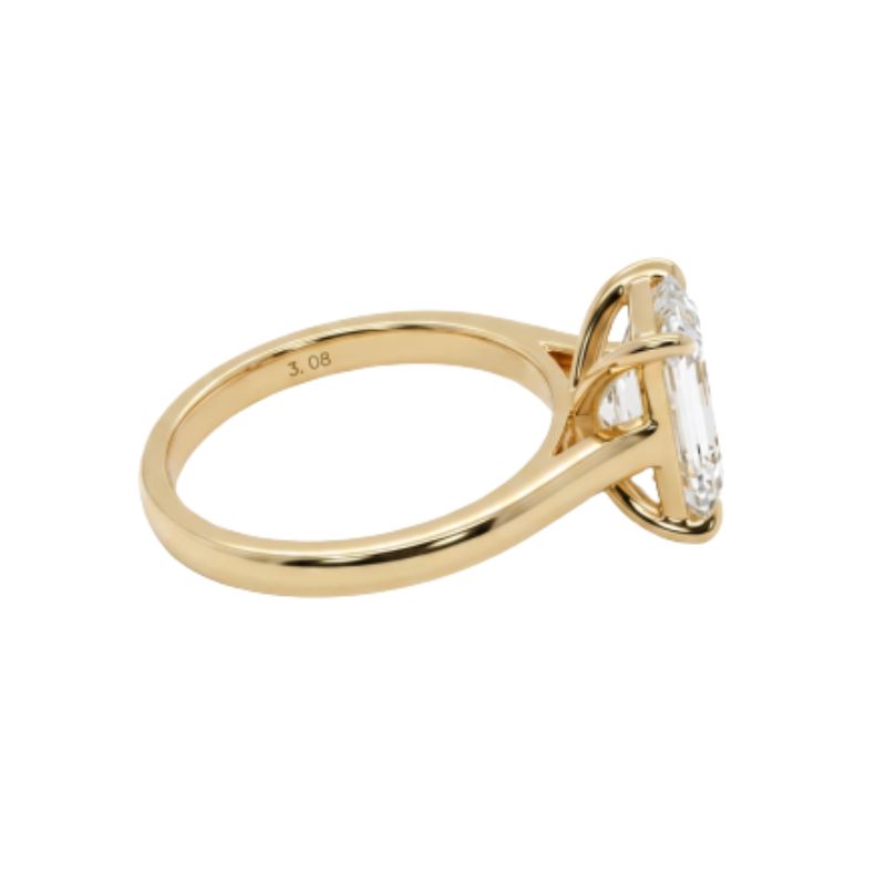 3.00ct Emerlad Cut Cathedral Setting, 14kt Yellow - Image 2