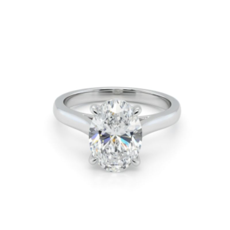 3.00ct Lab Grown Oval Cathedral Solitiare, 14kt White