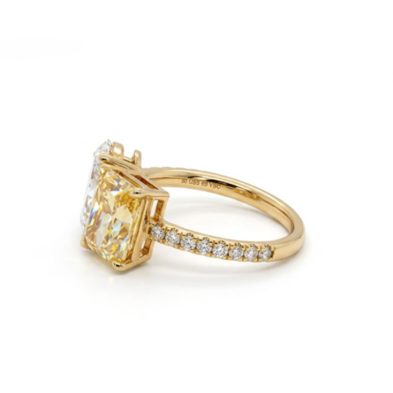 5.00ctw Toi Moit Ring Canery and White Lab Grown Diamond, 14kt Yellow - Image 2