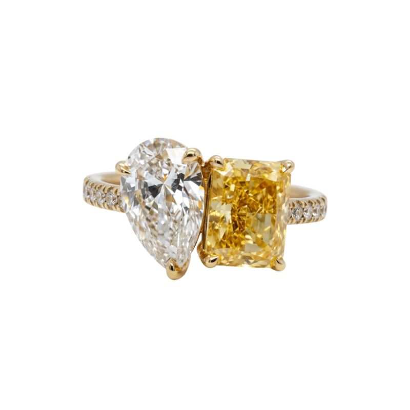 5.00ctw Toi Moit Ring Canery and White Lab Grown Diamond, 14kt Yellow