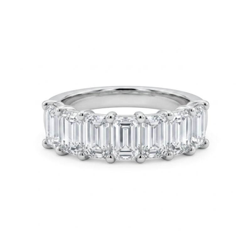 2.50ctw Emerald Cut Lab Grown Diamond Band, 14kt White