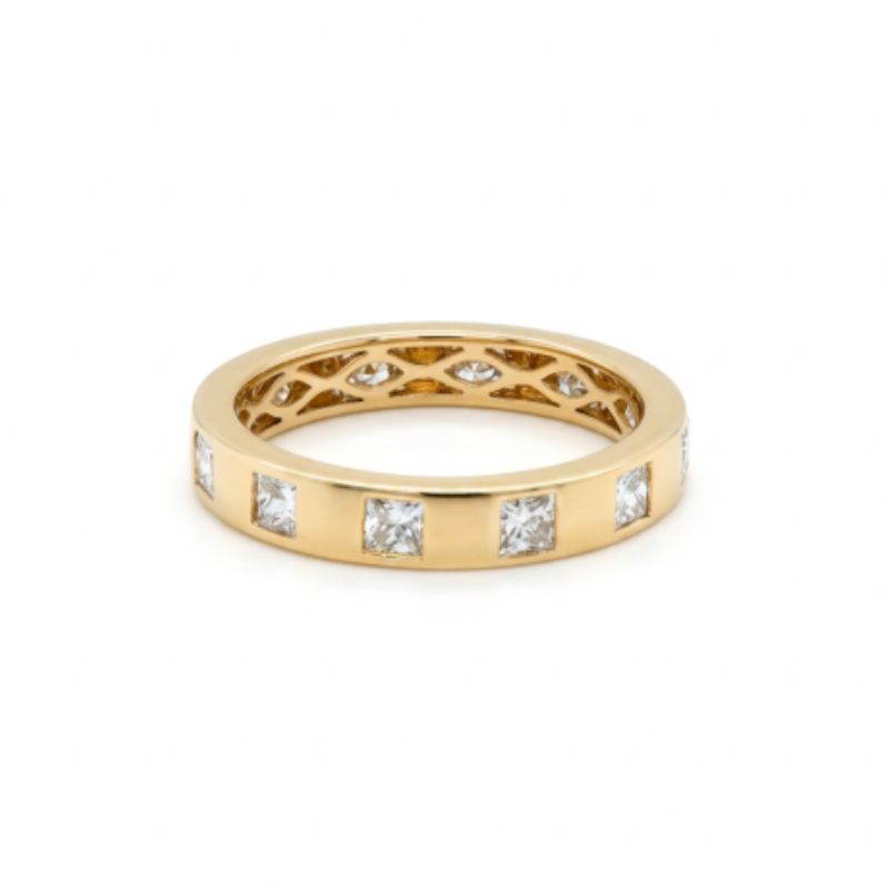 1.33ctw Princess Cut Bezel Set Eternity, 14kt Yellow