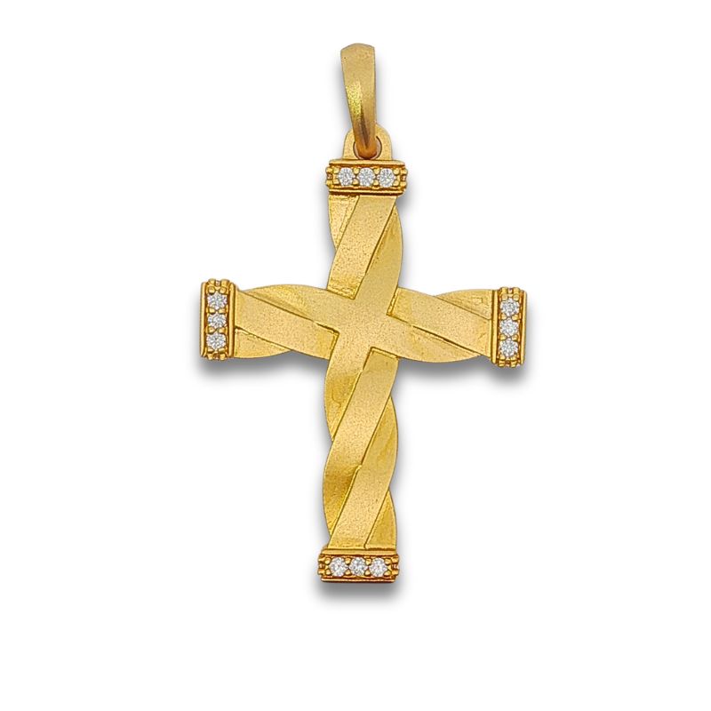 0.50ctw Diamond Large Woven Cross 18kt Yellow