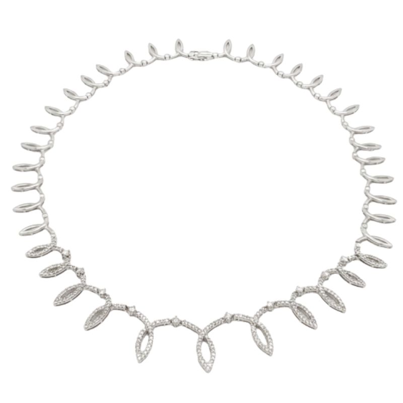 Open-loop Motif Diamond Necklace crafted in gleaming 14KT White Gold. - Image 2