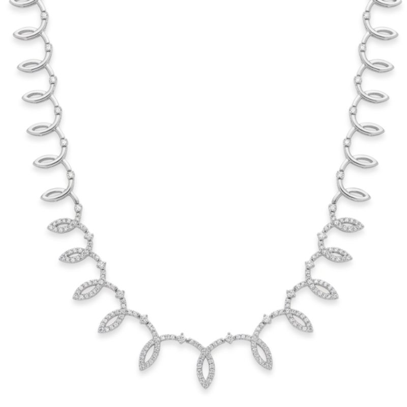 Open-loop Motif Diamond Necklace crafted in gleaming 14KT White Gold.