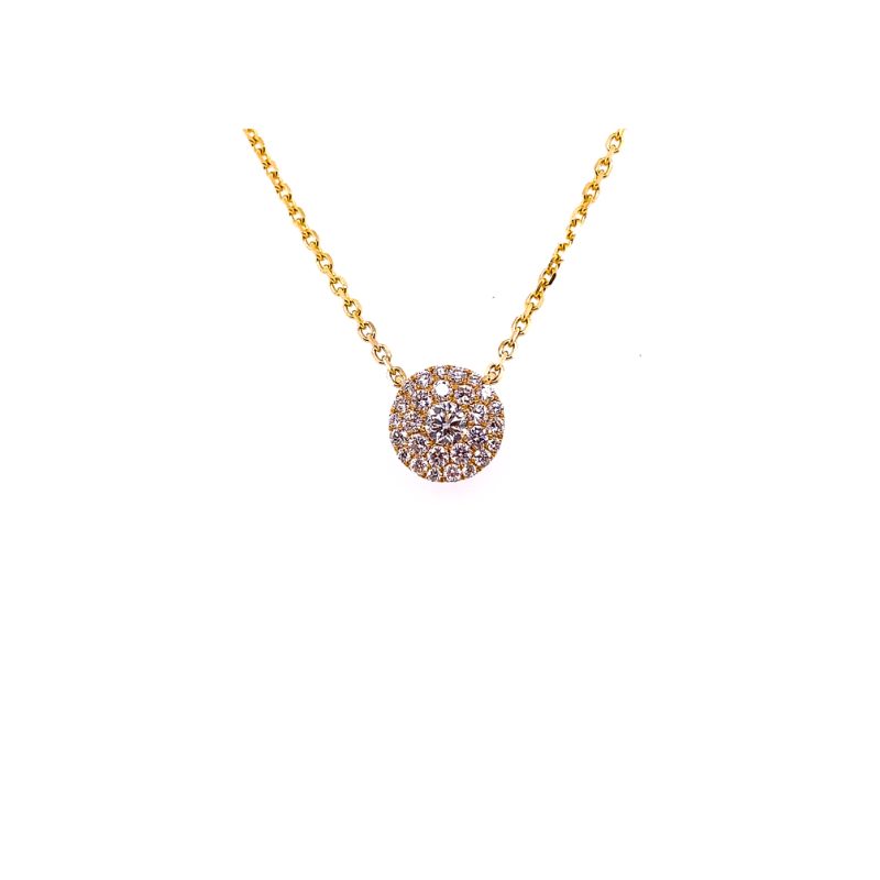 0.25ctw Illusion 1ct Round Pendant on Chain, 18kt Yellow