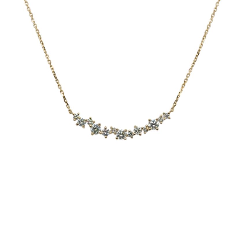 1.00ctw Scattered Diamond Cuved Bar Necklace, 14kt Yellow - Image 2