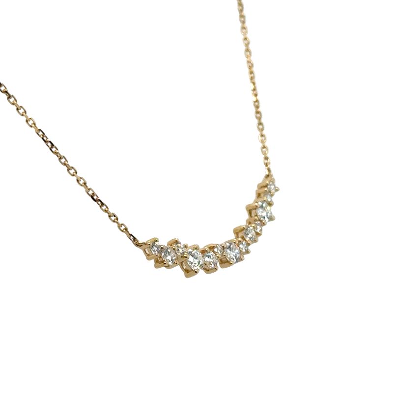 1.00ctw Scattered Diamond Cuved Bar Necklace, 14kt Yellow - Image 3