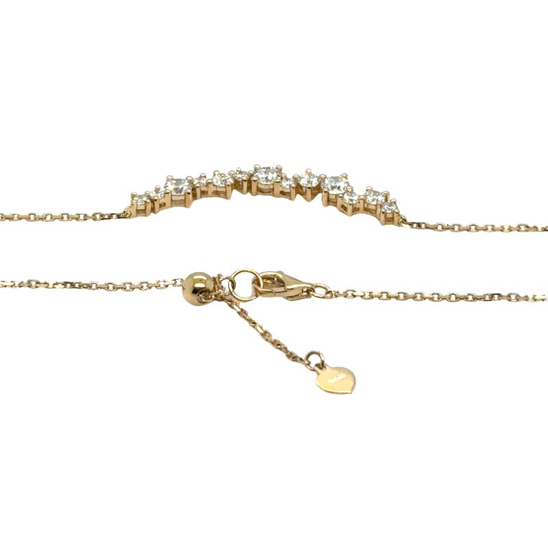 1.00ctw Scattered Diamond Cuved Bar Necklace, 14kt Yellow - Image 4