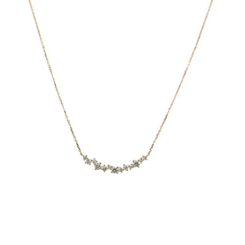 1.00ctw Scattered Diamond Cuved Bar Necklace, 14kt Yellow