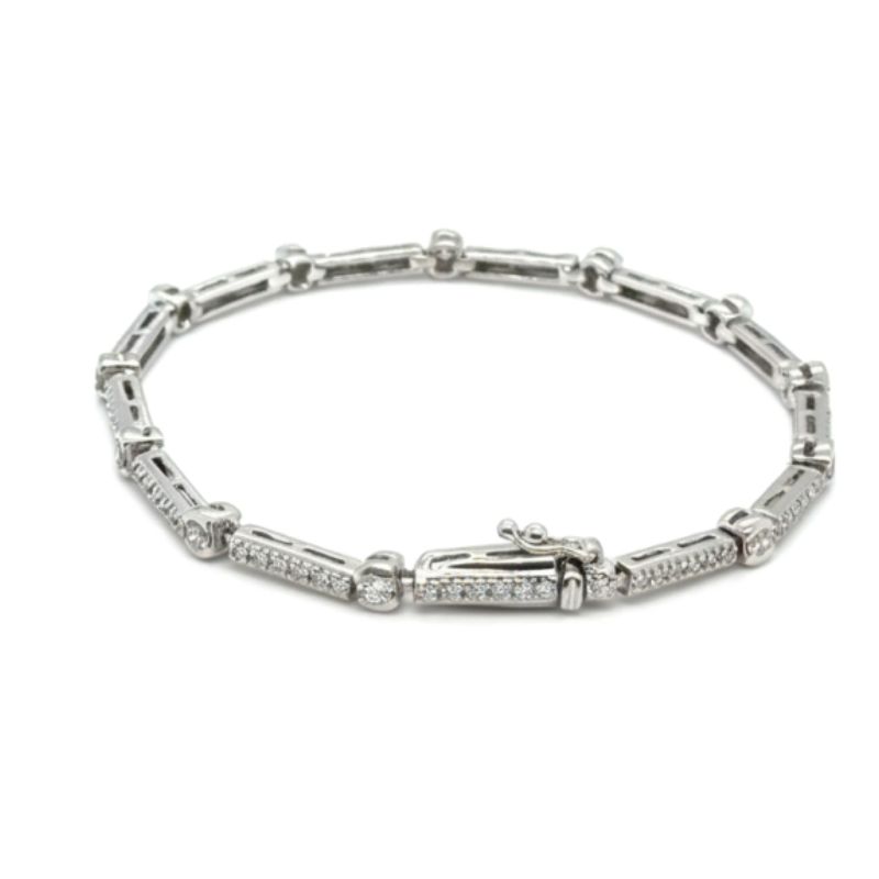 1.75ctw Diamond Bar Bracelet, 14kt White - Image 2