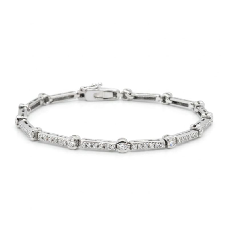 1.75ctw Diamond Bar Bracelet, 14kt White