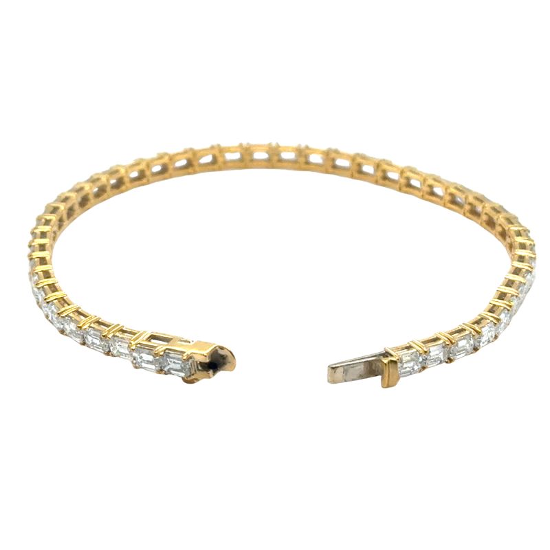 8.00ctw Emerald Cut East West Tennis Bracelet, 14kt Yellow - Image 2