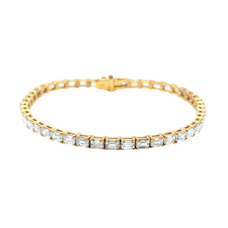 8.00ctw Emerald Cut East West Tennis Bracelet, 14kt Yellow