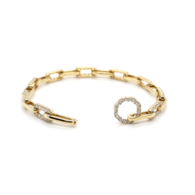 2.00ctw Lab Grown Diamond Paperclip Bracelet, 14kt Yellow - Image 2