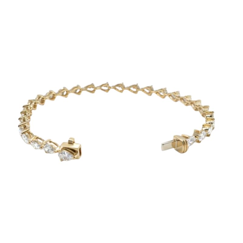 7.00ctw East West Pear Shape Lab Grown Diamond Bracelet, 14kt Yellow - Image 2