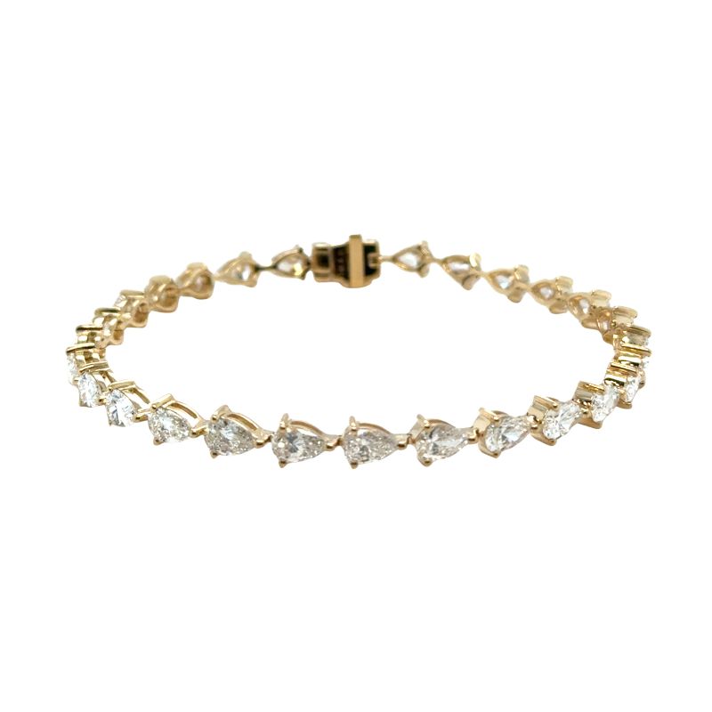 7.00ctw East West Pear Shape Lab Grown Diamond Bracelet, 14kt Yellow
