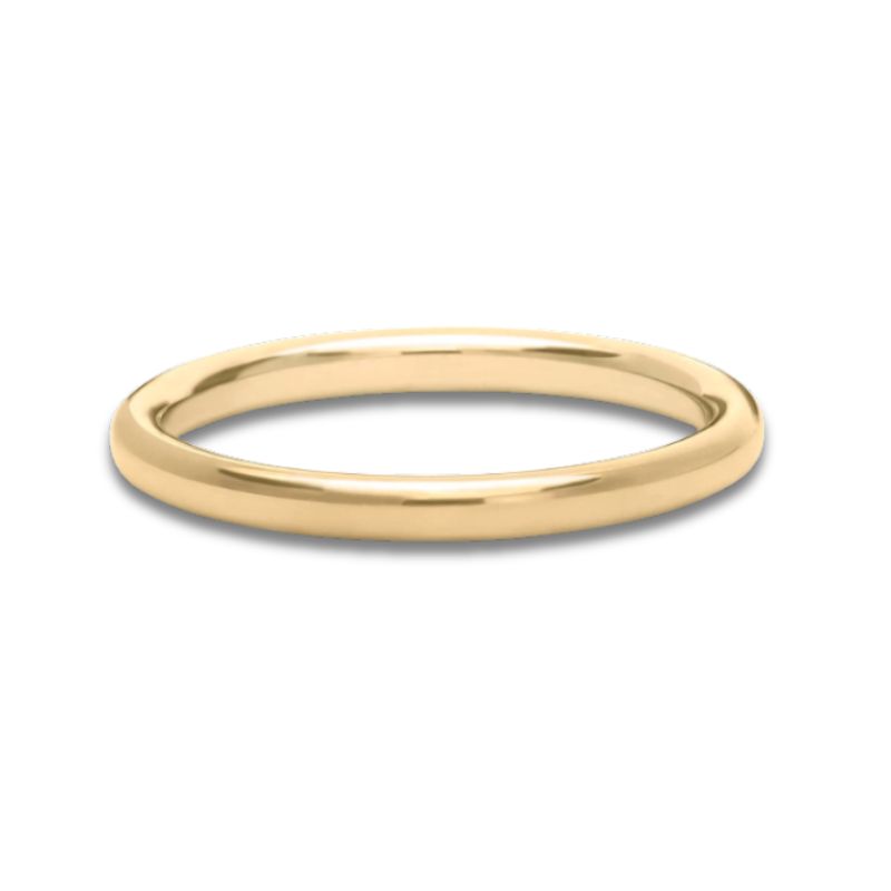 2.0mm Wide Dome Ladies Band, 14kt Gold