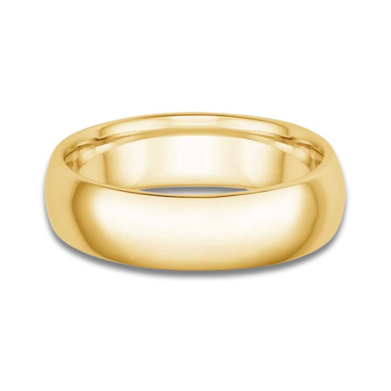 6.0mm Wide Dome Gents Wedding Band, 14kt Gold