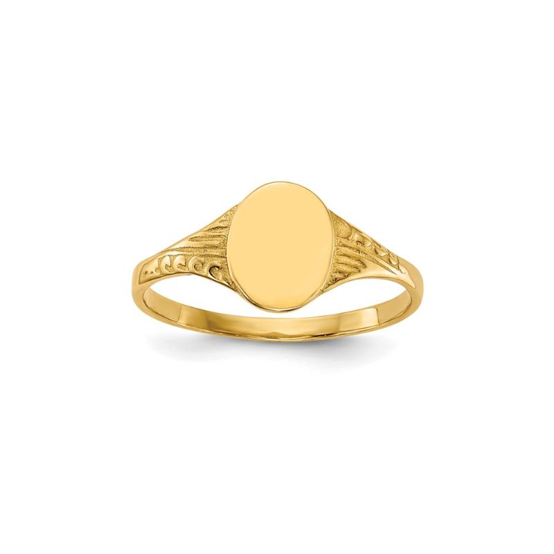 Polished 6.0x7.5mm Closed Back Small Oval Signet Ring, 14kt Yellow