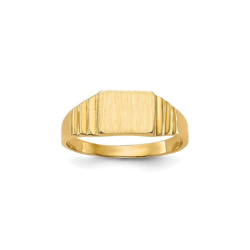 Satin 6.5x5.2mm Closed Back Rectangular Signet Ring, 14kt Yellow