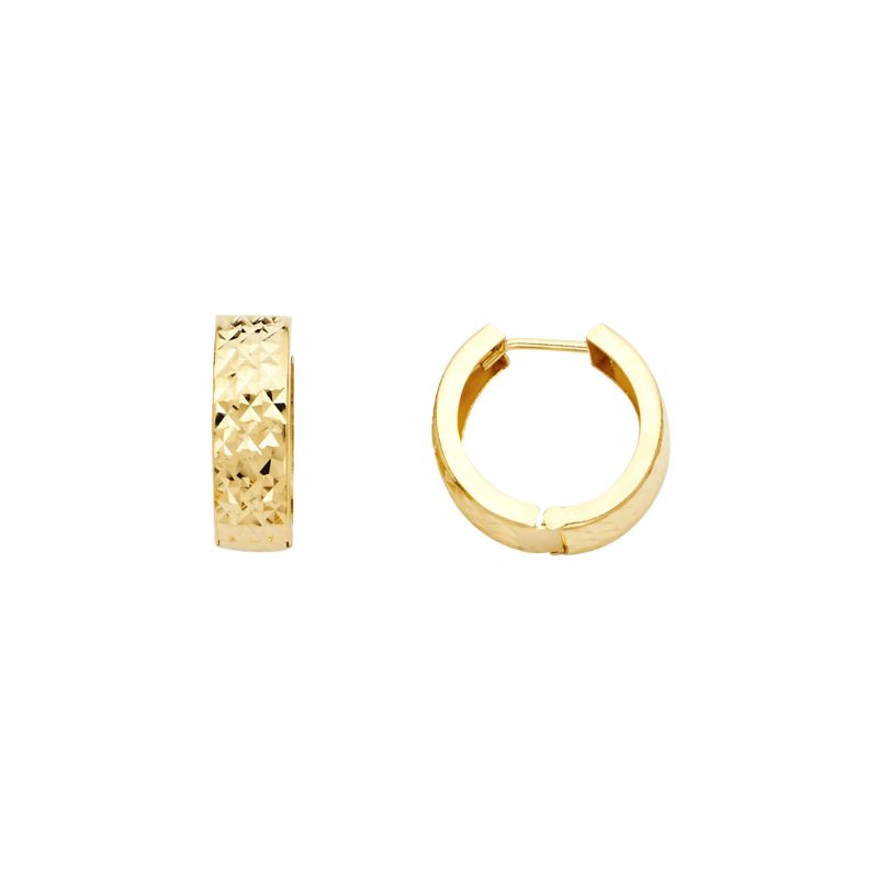 5.5mm Wide Diamond Cut Huggies, 14kt Yellow