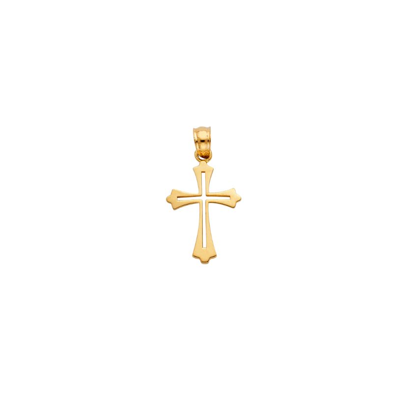 Small Open Budded Cross Pendant, 14kt Yellow