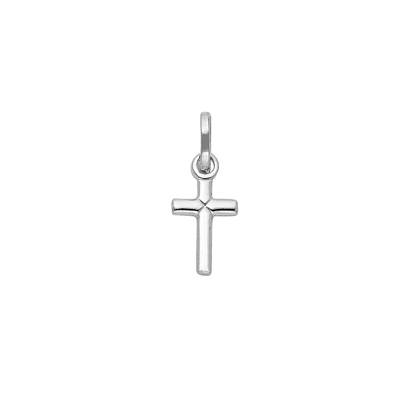 Small  Solid Latin Cross, 14kt White Gold