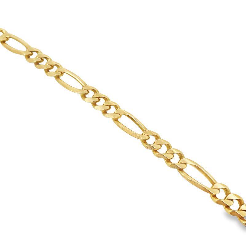 8.5~22 Flat Figaro Chain Braceletin 14K Yellow Gold (6mm) - Image 2