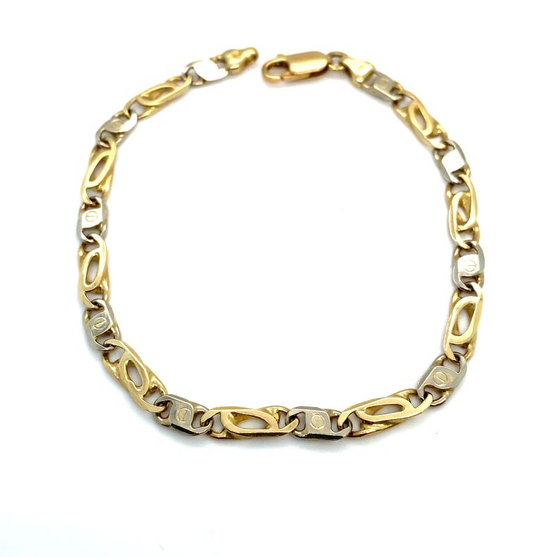 4.25mm Two Tone Fancy Link Bracelet